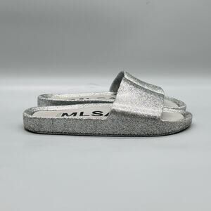 Melissa Sandals Womens 6 Silver Glitter Plastic Slide Slip On Comfort Shoes